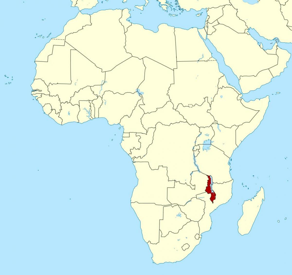 Malawi plats på världskartan