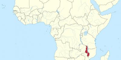 Karta över afrika visar Malawi